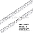 thumbnail image 2 of Mens .925 Sterling Silver Flat Curb Chain Link Necklace 8.7mm - 28 inches #CH621s28, 2 of 7