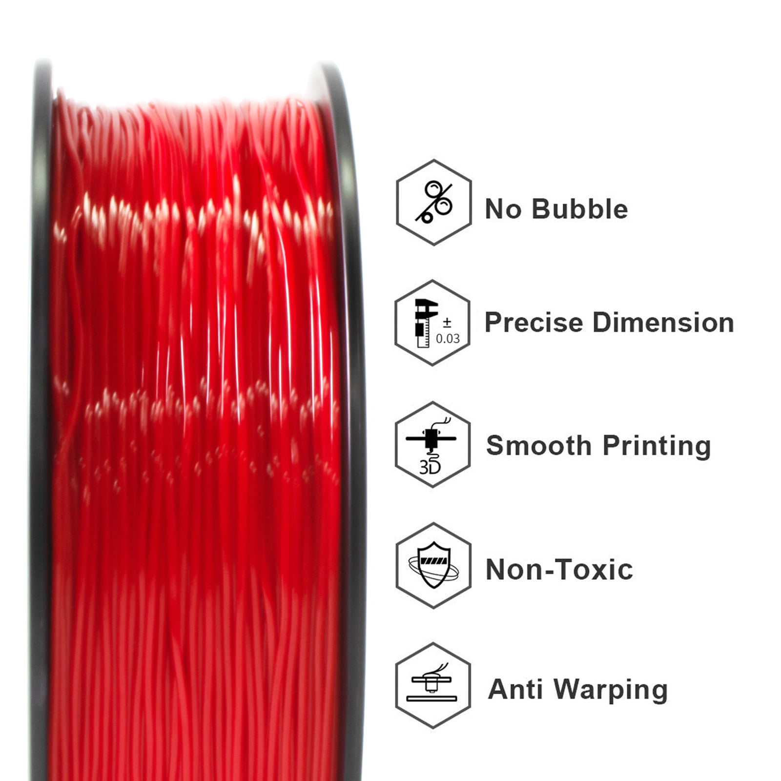 Geeetech 5pcs TPU Filament 1.75mm, Flexible 3D Printer Filament Roll, 5kg（11ibs） Spool, Dimensional Accuracy +/- 0.03 mm, Fit Most FDM Printer (TPU red)
