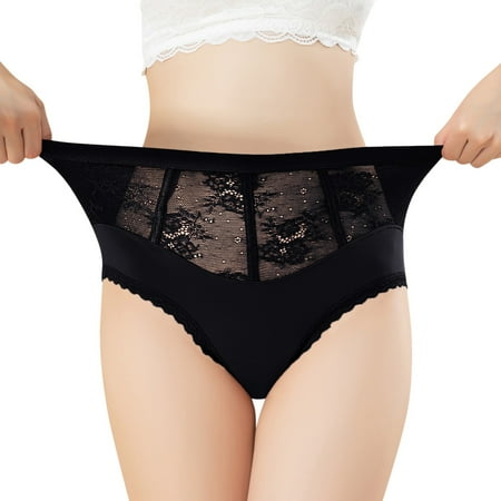 Icvfdpl Women S Briefs Cotton Bikini Lace Hipster Panty Stretch Comfortable Skin-Friendly Womens Underwear Black L