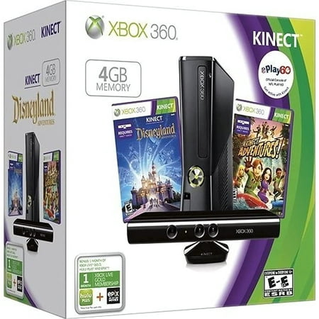 Restored Xbox 360 4GB Kinect Console Bundle With Kinect Disneyland Adventures And Kinect Adventures (Refurbished)