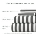 thumbnail image 4 of Noble Linens 4 Piece Pattern Microfiber Bed Sheets Set, Gray Ribbon, California King, 4 of 10