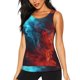 thumbnail image 1 of Fotbe Red And Blue Fire Blusas Sin Mangas para Mujer – Estilo Casual, Corte Suelto, Slim-Fit, Cuello Redondo Deportivo, Tops de Verano para Gimnasio y Yoga-XX-Large, 1 of 7