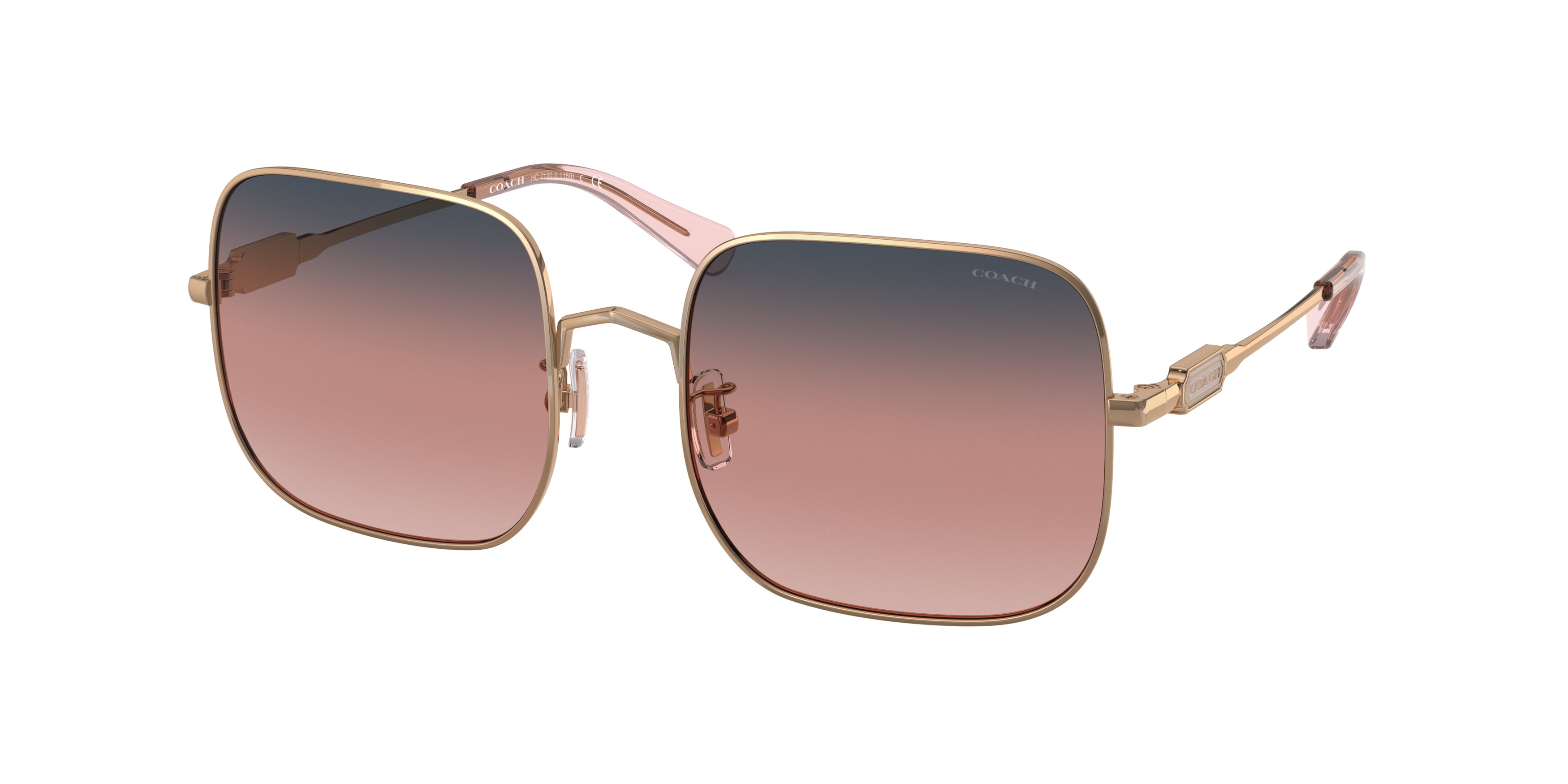 Coach 0HC7120  Square Full Rim Sunglasses COACH HC7120 93678D Square Rose Gold Navy Pink Peach Grad 55  main image 2