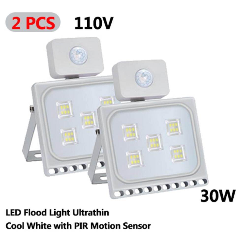 30W LED Flood Light Ultrathin Cool White with PIR Motion Sensor 110V Garden 