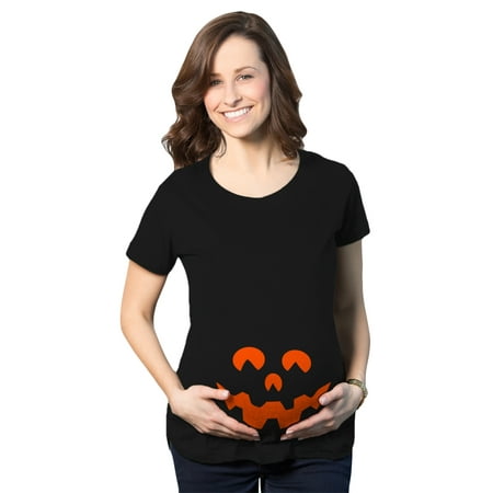Maternity Cartoon Eyes Pumpkin Face T Shirt Halloween Fall October Pregnancy