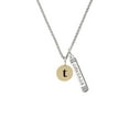thumbnail image 2 of Delight Jewelry Goldtone Disc 1/2'' Initial - t - Silvertone Courage Strength Wisdom Honesty Bar Charm Necklace, 23", 2 of 4