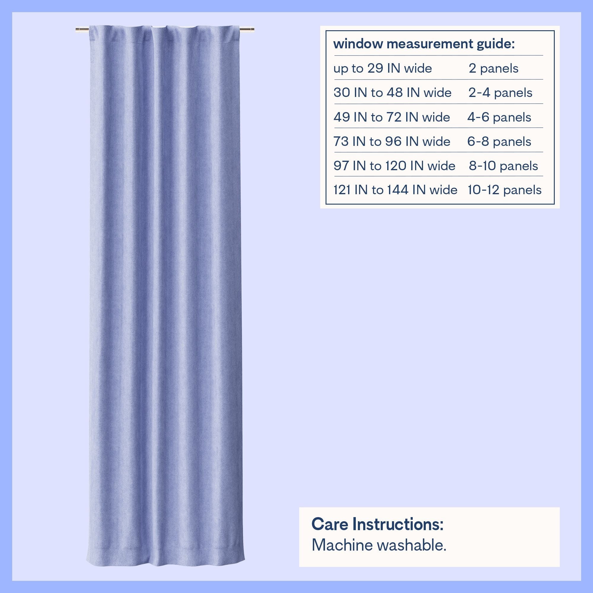 Mainstays Kids Blackout Ribbed Corduroy Curtain Panel, Light Purple Spring Periwinkle, Rod Pocket with Back Tabs, 38 in x 95 in, 1 Panel