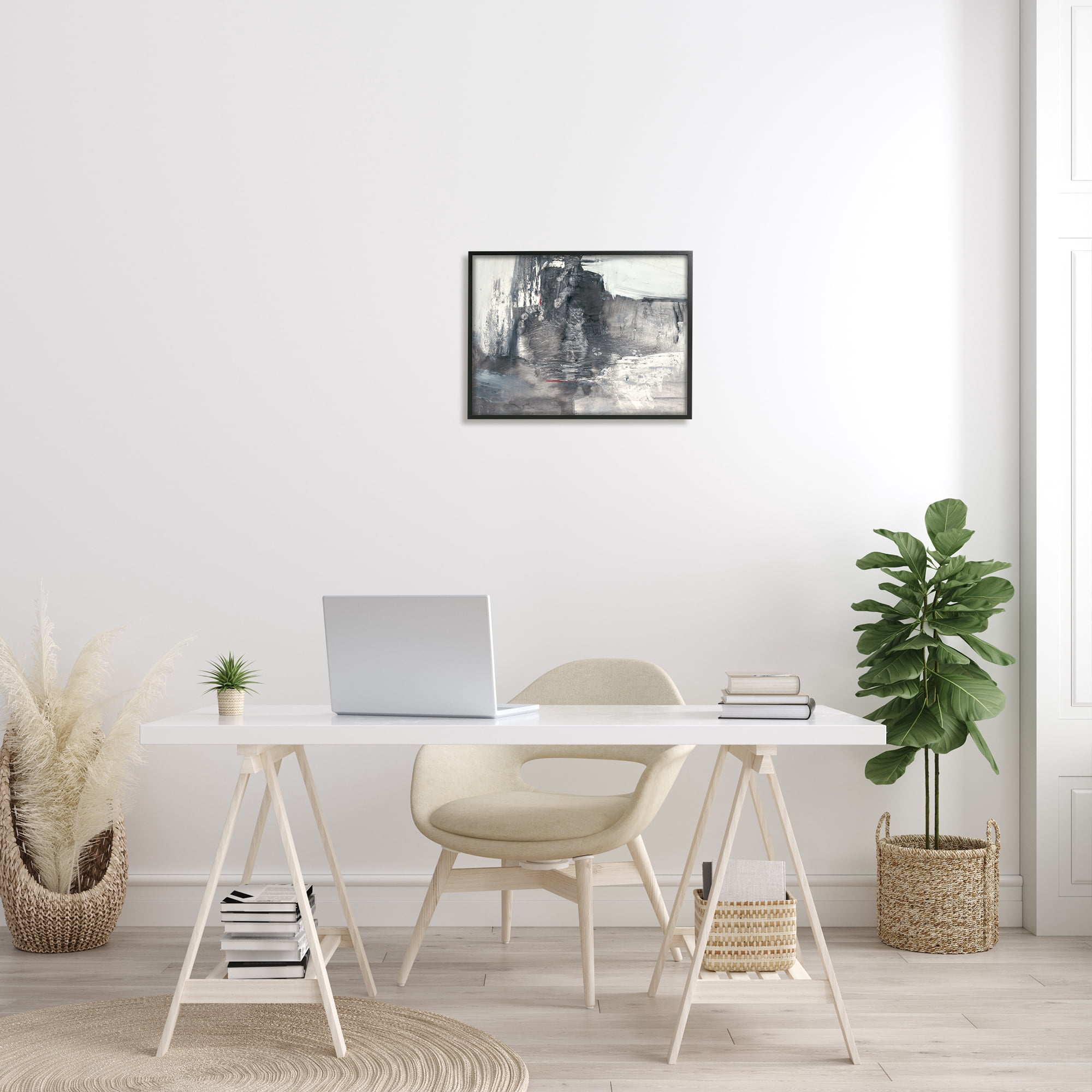 Stupell Industries Intense Movement Abstraction Contrasting Soft Grey White , 16 x 20, Designed by Michell Oppenheimer