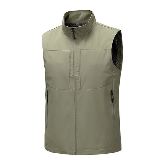 Nestiefly Men's Casual Outerwear Vest Lightweight Winter Zip Up Sleeveless Jacket for Hiking Travel Golf Running Khaki 4XL