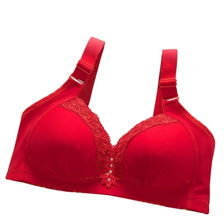 

Upgraded 2023 Gifts Women Solid Sexy Lace No Steel Ring Thin Mold Cup Back Four Rows Of Buckles Push Up Bra Underwear