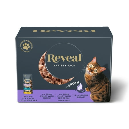 UPC: 0886817006868 | Reveal Natural Wet Cat Food Fish & Chicken in Broth Variety Pack 12 x 2.47 oz Pouches