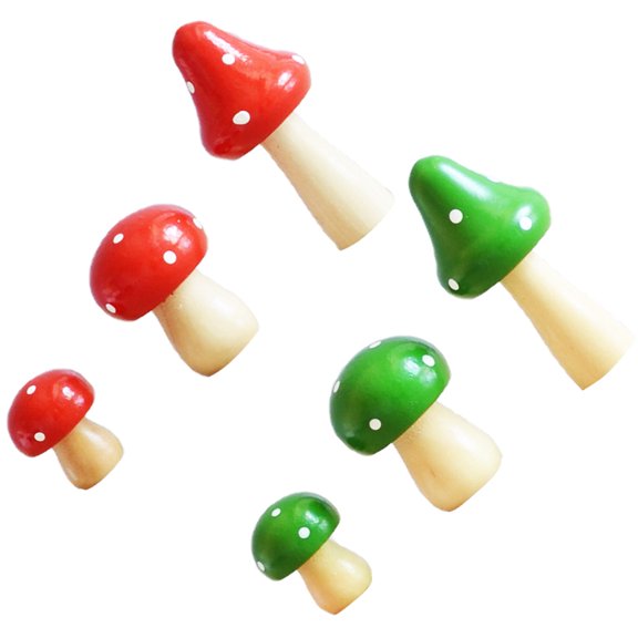 Set of 6 Mini Mushroom Decorations for Potted Plants, Bonsai, Garden, , and Photography Props
