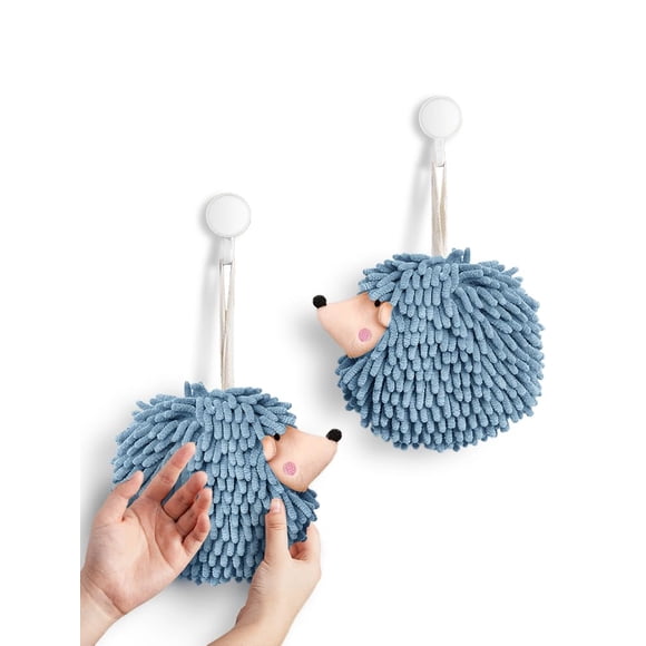 Toallas de mano Sophie & Panda Fuzzy Ball Hedgehog Blue (paquete de 2)