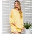 thumbnail image 5 of MINT PLUS PINK Womens Star Print Two Piece Outfits Pajama Long Sleeve Shirt and Elastic Shorts Lounge Set with Pocket Made In USA, 5 of 6