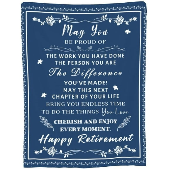 Retirement Blanket Retired Floral Blankets for Boss Coworker Friend Farewell Gifts, 30x40in Fleece Blanket