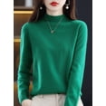 thumbnail image 1 of Suéter de cuello alto medio para mujer, suéter de cachemira suelto de punto de otoño e invierno de pura lana, 1 of 6