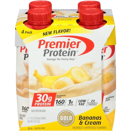 Premier Protein Shake, Bananas & Cream, 30g Protein, 4