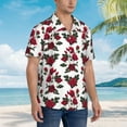 thumbnail image 6 of Uemuo Rose Flowers Printed Regular Fit Short Sleeve Casual Hawaiian Shirt for Men,Aloha shirt,Tropical shirt,Floral print shirt,Vacation Beach shirt-, 6 of 9