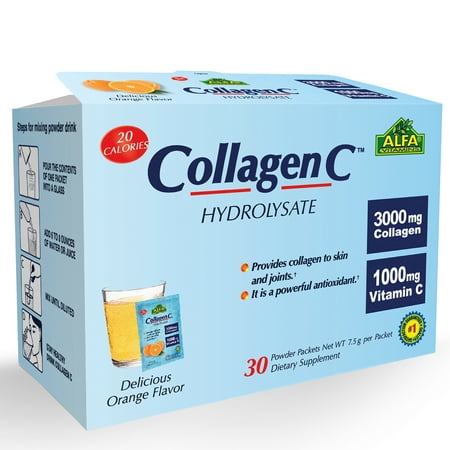 COLLAGEN C 3000 MG, HYDROLYSATE VITAMIN C 1000 MG, PROVIDES COLLAGEN TO SKIN AND JOINTS DIETARY SUPPLEMENT POWDER PACKETS, ORANGE, ORANGE