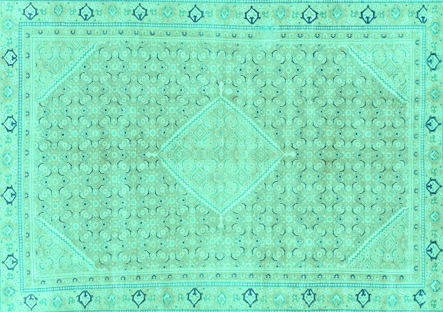 Ahgly Company Machine Washable Indoor Rectangle Abstract Turquoise Blue ...