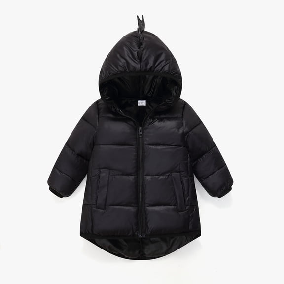 FAIOROI Toddler Puffer Jacket 4T Black - Warm Winter Coat, Water-Resistant Quilted with Fun Hood, Easy Zip & Pockets