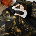 thumbnail image 4 of Castle Fairy Flying Butterflies 7 Pieces Bedding Comforter Set for Boys Girls Teenagers,Black Golden Full Bedding Set Lightweight,Bling Glitter Fitted Sheet Flat Sheet,Microfiber Bedroom Decor, 4 of 8