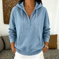 thumbnail image 2 of Qgtaibl Womens Oversized Sweatshirts Button V Neck Raglan Long Sleeve Casual Hoodies Drawstring Kangaroo Pocket Pullover Tops Sky Blue S, 2 of 7