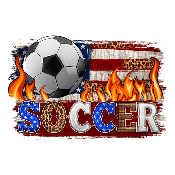 Soccer American Flag With Flames Great Gift Idea Decal Sticker 2 Pack 5 Inch Stickers S11738