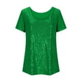 thumbnail image 6 of Ounisa Womens Full Sequin Tops Sparkle Glitter Blouses Lantern Short Sleeve Shirts Dressy Party Concert Outfits, 6 of 6