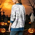 thumbnail image 4 of Enjoytime Halloween Lightweight Cardigans for Women Print Denim Patchwork Jacket Button Down Oversized Outerwear, 4 of 6