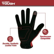 Hyper Tough All Purpose Performance Work Gloves, Synthetic Leather, Black and Red, Adult Unisex, Large, 1 Pair