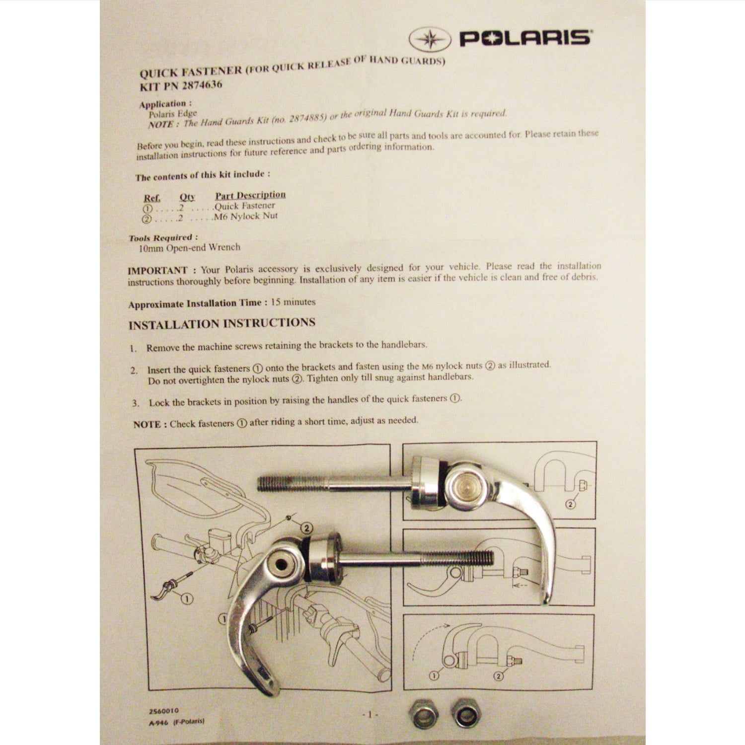 Polaris New OEM Snowmobile Pivot Handguard Quick Release Fastener Mount