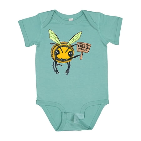 

Inktastic Save the Bees Please- Cute Bee with Sign Boys or Girls Baby Bodysuit