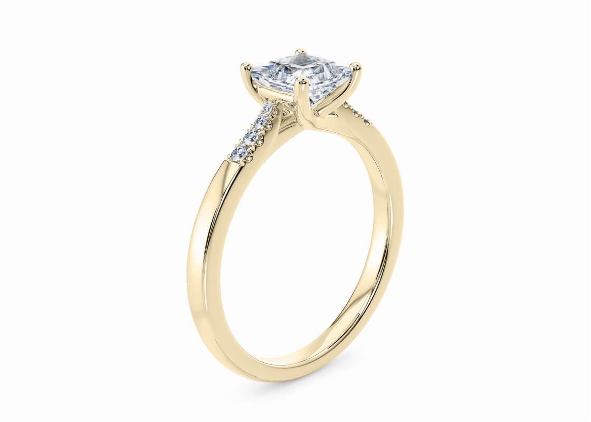 1.5 CT Princess Cut Lab Grown Diamond Engagement Ring for Women in 10K Yellow Gold
