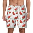 thumbnail image 2 of Goofa Hand Drawn Watermelon Printed Men's Swim Trunks Board Shorts Quick Dry Mens Swimming Trunks with Compression Liner,Breathable Fit Hawaii Beach Shorts-Medium, 2 of 9