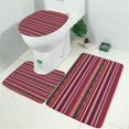 thumbnail image 2 of Boho Red Colorful Striped Ethnic Pattern Bathroom Rugs Sets 3 Piece,Toilet Cover Set,Absorbent Non Slip Bathroom Mats Sets with U-Shaped Contour Rug Toilet Rug Set, 2 of 5