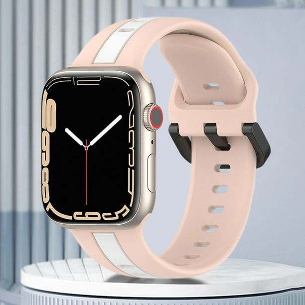 Correa de silicona para Apple Watch 42 mm 44 mm 45 mm 49 mm rosa blanco Likrtyny Para estrenar Walmart en linea