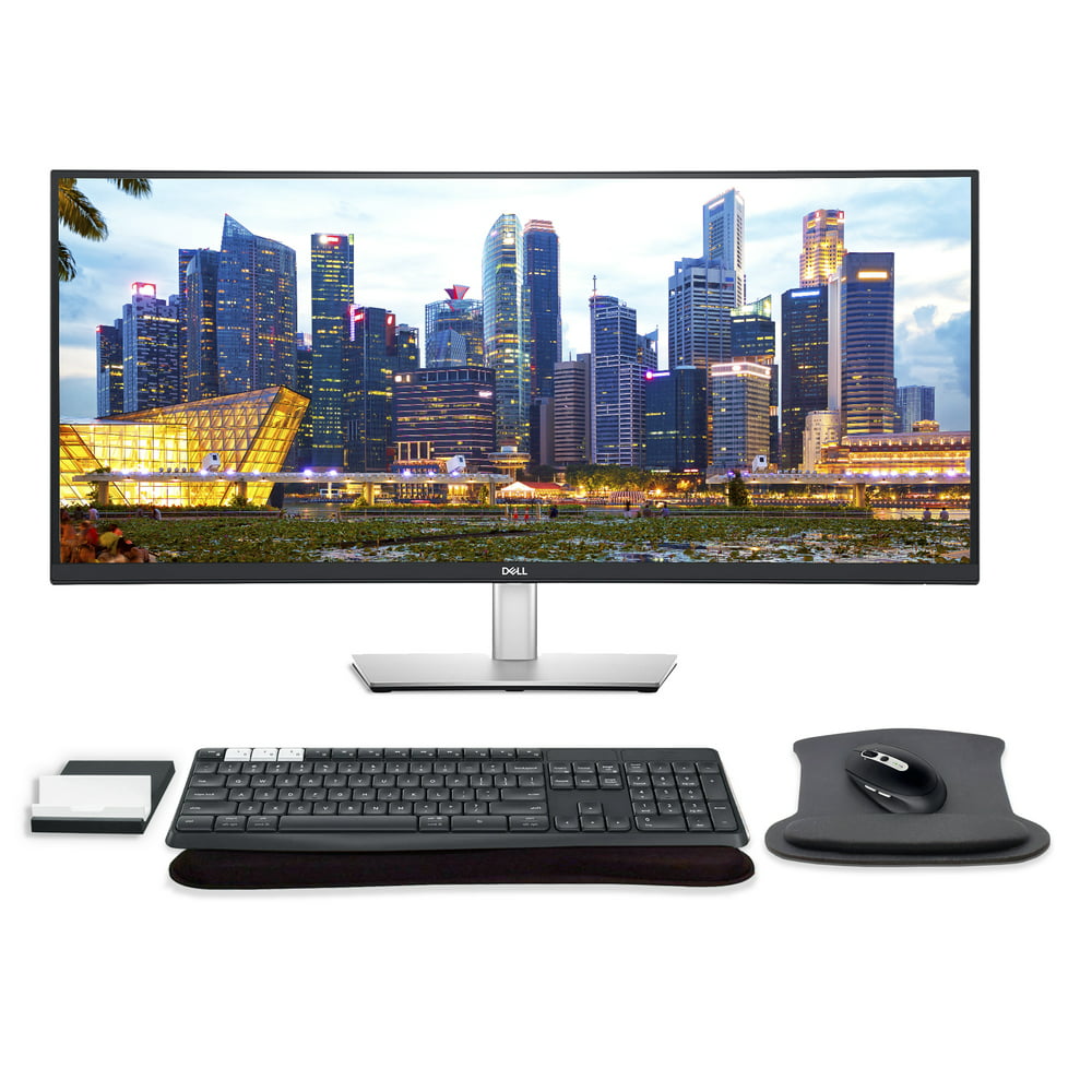 Dell P3421W 34 Inch WQHD Multi-Device Curved Monitor Bundle with K375s