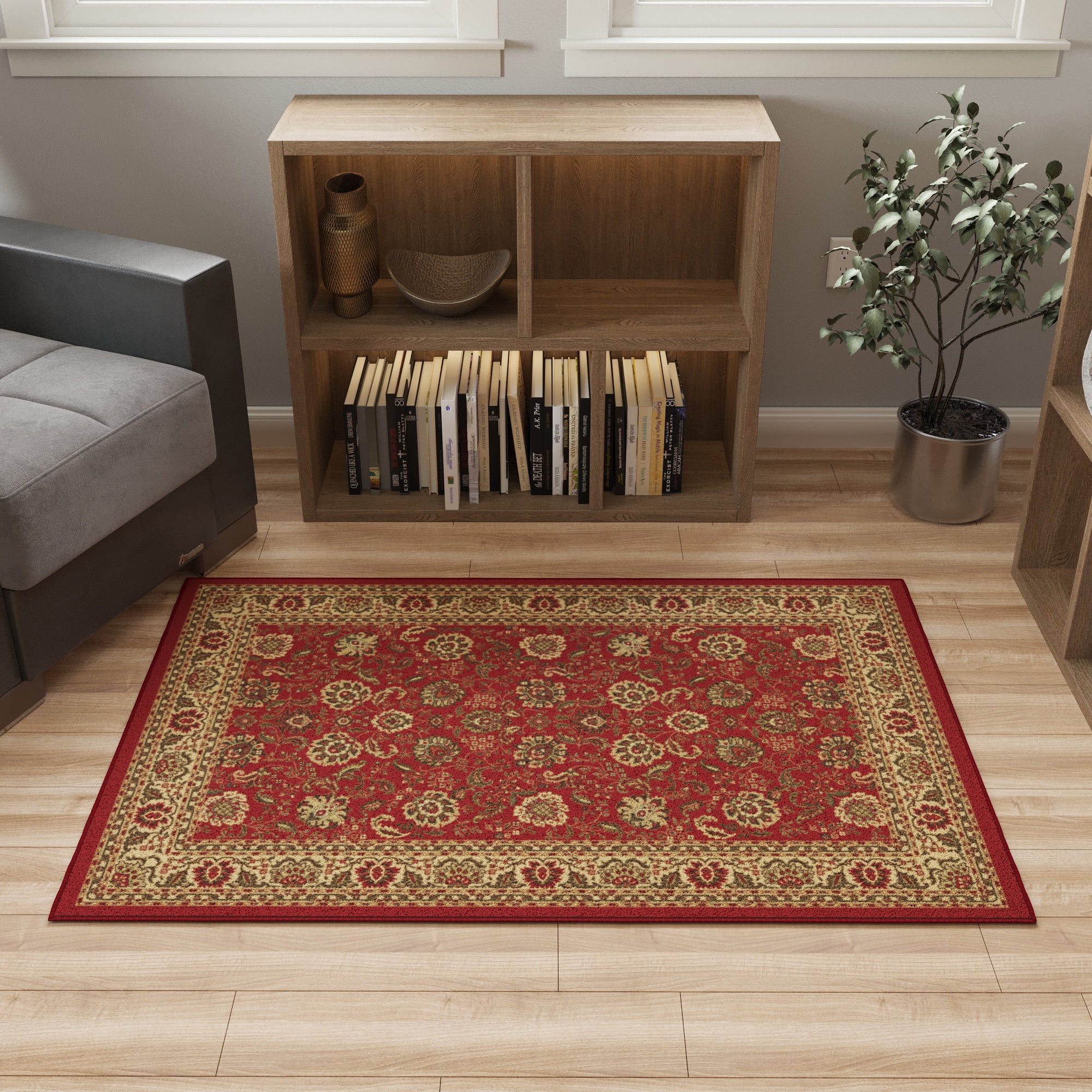 Ottomanson Extra Long Runner Rug 2'7" x 51' – Non-Slip Low Pile Hallway Carpet, Oriental Red