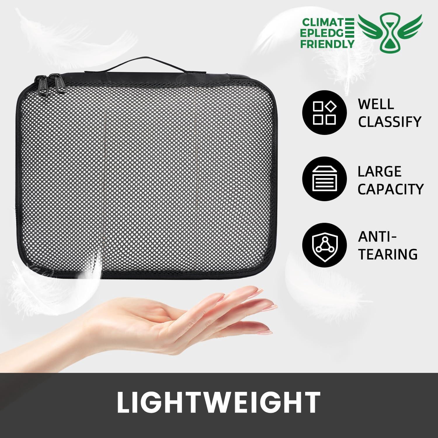 6 Set Packing Cubes Luggage Organizers For Travel Accessories-black