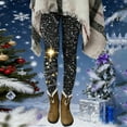 thumbnail image 5 of Christmas Leggings Womens Xmas Tree Snowflakes Print Stretchy High Waist Pants Slimming Holiday Party Outfits (XL, Black #C), 5 of 6