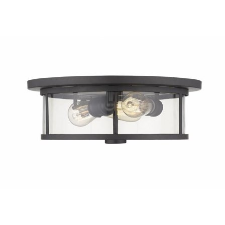 3 Light Flush Mount in Midcentury Style 15.75 inches Wide By 6.25 inches High-Bronze Finish-Clear Glass Color Bailey Street Home 372-Bel-2959246