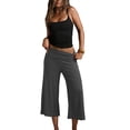 thumbnail image 4 of MLQIDK Pedal Pushers for Women Dressy Casual Yoga Capri Pants Knee Length Elastic Waist Gym Leggings Trendy Summer Yoga Capri Pants with Pockets Dark Gray 3XL, 4 of 5