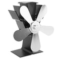 thumbnail image 4 of Ventilador de estufa de leña de 5 aspas, ventilador de chimenea con alimentación de calor para estufa de leña, quemador de leña de pellets, chimenea vertical rectangular plateada, 4 of 14