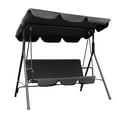 thumbnail image 3 of Lacoo 2-Person Outdoor Porch Swing Chair 3-Seat Patio Hanging Swing Glider with Converting Canopy, Weather Resistant Powder Coated Steel Frame and Removable Cushions for Garden, Backyard, Black, 3 of 7