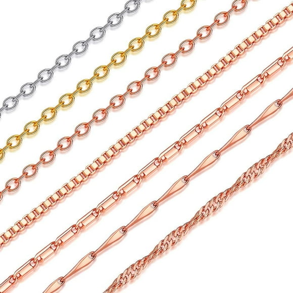 shiyou-925 Sterling Silver 18K Gold Platinum Rose Gold Plated Rolo/Box Cable/Melon Chain for Women Girls, Slim Chain with Lobster Clasp 1 mm/1.5 mm/1.6 mm/2mm/3mm, 16" 18" 20" 22" 24" 26"