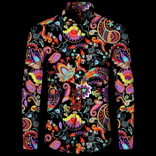 Camisas hawaianas de manga larga con estampado de flores de cachemira en 3D, camisas de moda para hombre, blusas casuales de playa, blusas con botones, ropa para hombre