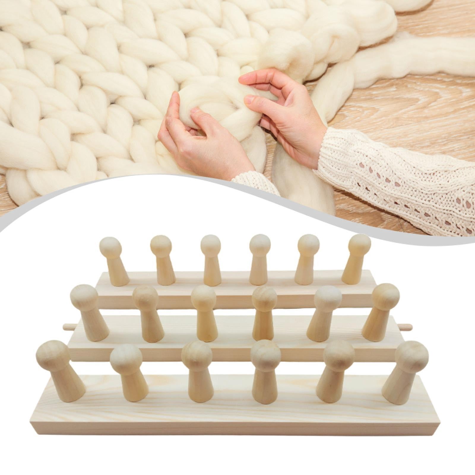 GUOOL 4 Pieces Wooden Weaving Loom Chunky Blanket Knitting Hand Crochet Yarn Craft Board Ergonomic Wood Frame Suitable for DIY lovers sewing hobbyists party gift home crafting 3 sections