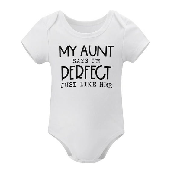 Funny Baby Bodysuit for Aunt’s Favorite – My Aunt Says I’m Perfect Like Her – Cute Gift for Nephew Or Niece White-style 12months