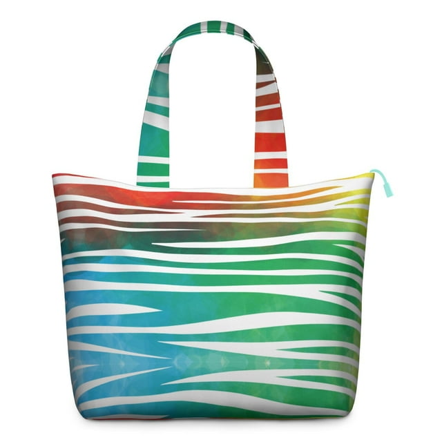 Large Capacity Weekender Bag with Abstract Zebra Pattern Travel Tote with Cute Black White Zebra Stripes, Modern Multicolor Design, Stylish Carry-On Bag